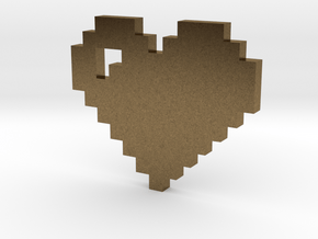 8 bit Pixel heart in Natural Bronze: Small