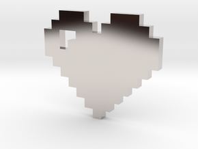 8 bit Pixel heart in Platinum: Small