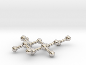 Ethyl Beta-D-glucopyranoside Pendant in Rhodium Plated Brass