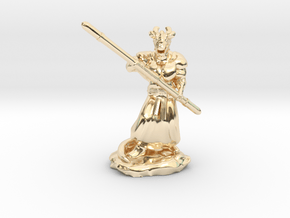Muscular Dragonborn Monk with Quarterstaff  in 14k Gold Plated Brass