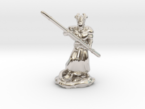 Muscular Dragonborn Monk with Quarterstaff  in Rhodium Plated Brass