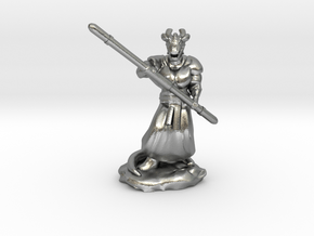 Muscular Dragonborn Monk with Quarterstaff  in Natural Silver
