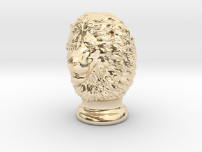 Lion Head, statuette. 10 cm in 14K Yellow Gold