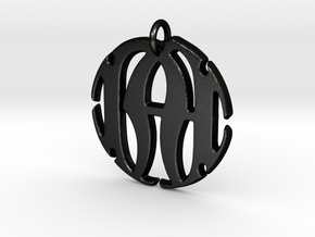 Monogram Initials NA Pendant in Matte Black Steel