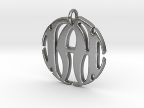 Monogram Initials NA Pendant in Natural Silver