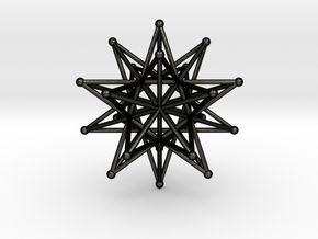Stellated Icosahedron - 12 stars interlocking in Matte Black Steel
