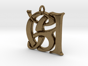Monogram Initials GA Pendant  in Natural Bronze