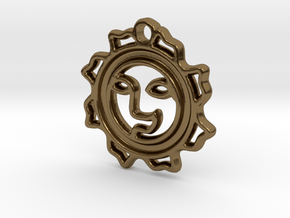 Happy Sun Pendant - 1 inch (2.54 cm) in Polished Bronze