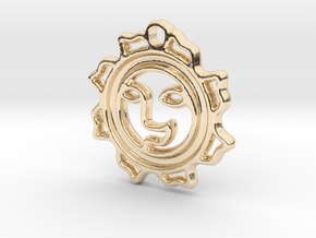 Happy Sun Pendant - 1 inch (2.54 cm) in 14k Gold Plated Brass