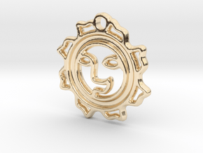 Happy Sun Pendant - (3 cm) in 14k Gold Plated Brass