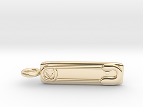Safety Pin Pendant 2 Customizable in 14K Yellow Gold