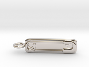 Safety Pin Pendant 2 Customizable in Platinum