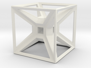 Tesseract Desk Sculpture in White Natural Versatile Plastic