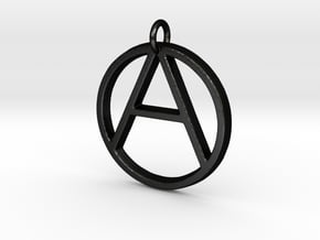 Monogram Initials AO Pendant  in Matte Black Steel