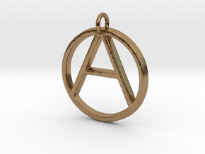 Monogram Initials AO Pendant  in Natural Brass
