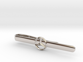 Luxury Mercedes Tie Clip - round in Rhodium Plated Brass