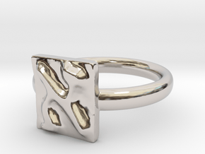 01 Alef Ring in Rhodium Plated Brass: 5 / 49