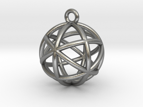 Planetary Merkaba Sphere Pendant 1" in Natural Silver