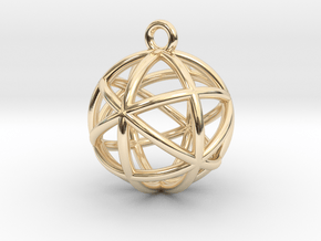 Planetary Merkaba Sphere Pendant 1" in 14k Gold Plated Brass