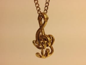 "Treble Electric Guitar" Perspective Pendant in Polished Brass