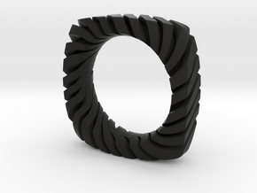 PILLOW CARVED TIGER RING  in Black Natural Versatile Plastic: 6.5 / 52.75