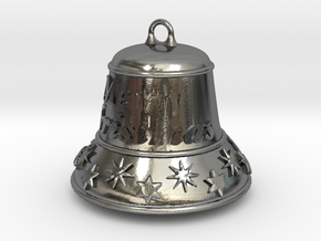 Merry Christmas Bell - Working Ringer Interlocking in Polished Silver (Interlocking Parts)