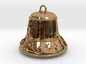 Merry Christmas Bell - Working Ringer Interlocking in Polished Brass (Interlocking Parts)