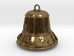 Merry Christmas Bell - Working Ringer Interlocking in Polished Bronze (Interlocking Parts)