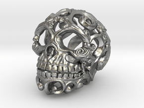 Steampunk Skull filigree in Natural Silver: Small