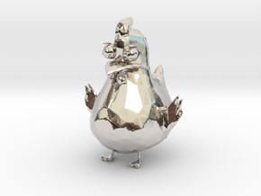 Chicken in Rhodium Plated Brass