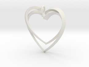 2 Hearts in White Natural Versatile Plastic: Large