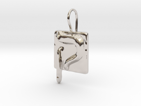 19 Qof Earring in Rhodium Plated Brass