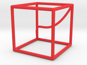A space curve in a cube in Red Processed Versatile Plastic