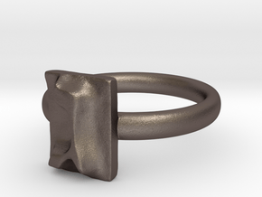 03 Gimel Ring in Polished Bronzed Silver Steel: 5 / 49