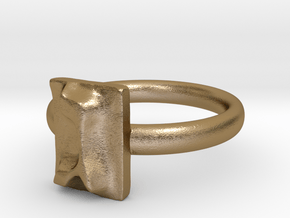 03 Gimel Ring in Polished Gold Steel: 7 / 54