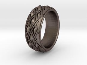 X SPIKE RING  in Polished Bronzed Silver Steel: 9 / 59