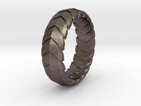 V RING 7  in Polished Bronzed Silver Steel: 9.5 / 60.25
