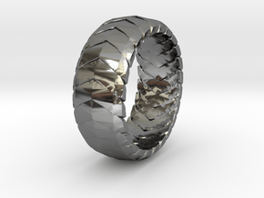 V RING 6  in Fine Detail Polished Silver: 10 / 61.5