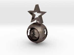 Christmas ball With big Star in Polished Bronzed Silver Steel