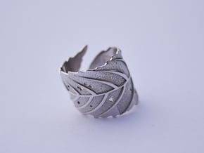 Ash Leaf Ring in Rhodium Plated Brass: 6 / 51.5