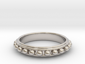 Granulated Ball Ring Size 8 in Rhodium Plated Brass