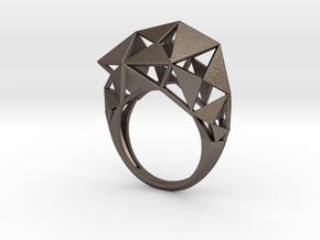 Meshed Up Ring in Polished Bronzed Silver Steel: 6.75 / 53.375