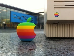 Retro Apple Logo in 3D in Full Color Sandstone