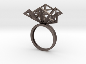 Geometric Jungle Ring in Polished Bronzed Silver Steel: 5 / 49