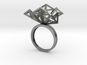 Geometric Jungle Ring in Polished Silver: 5 / 49