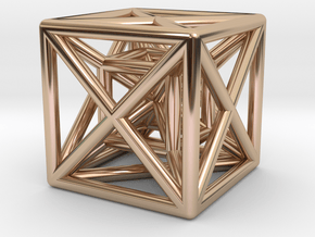 Hypercube Pendant in 14k Rose Gold Plated Brass