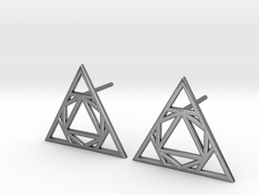 Triangle Stud Earrings in Polished Silver
