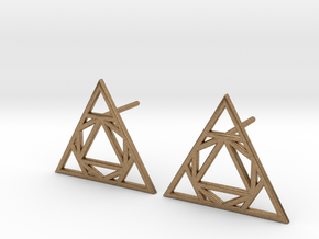 Triangle Stud Earrings in Natural Brass