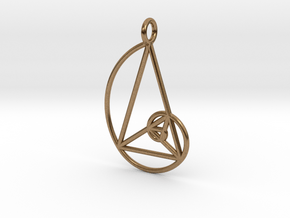 Golden Phi Spiral Isosceles Triangle Grid Pendant in Natural Brass: Small