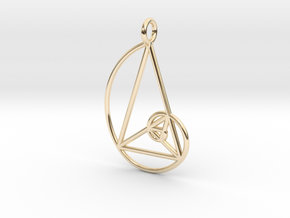 Golden Phi Spiral Isosceles Triangle Grid Pendant in 14K Yellow Gold: Small